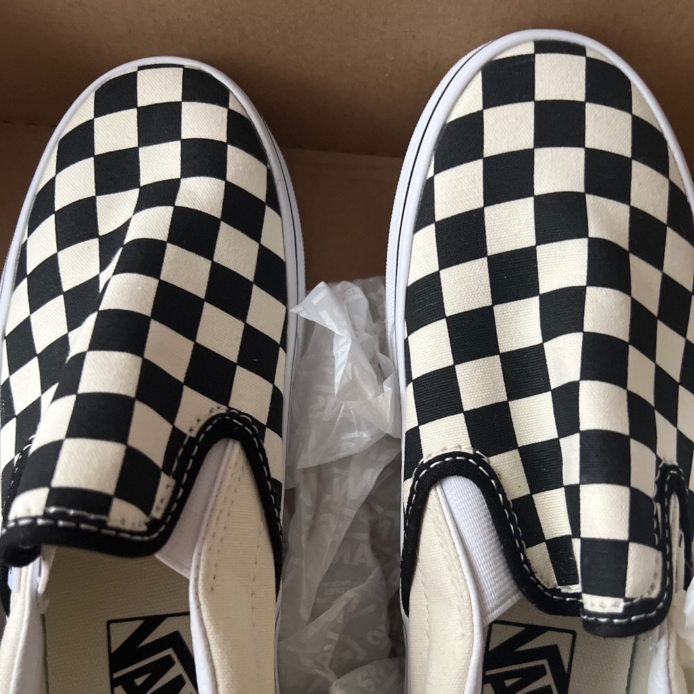 Checkered Vans Slip Ons